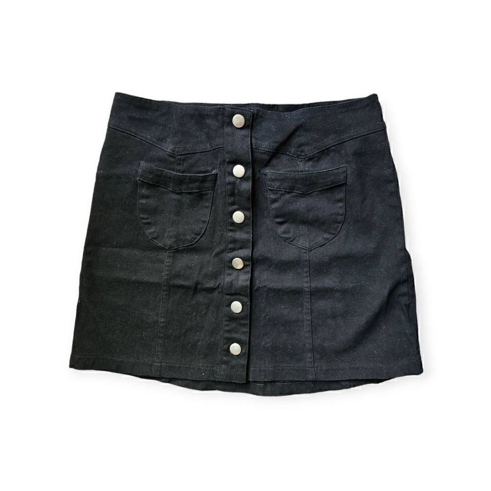 Charlotte Russe Snap Front Miniskirt Black Large